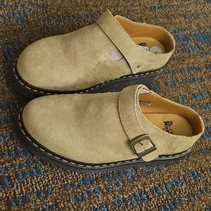 Dr. Martens Light Tan Suede Buckle Shoes